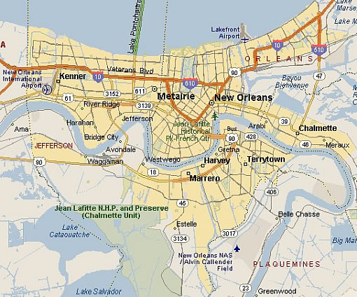 Map of New Orleans Area